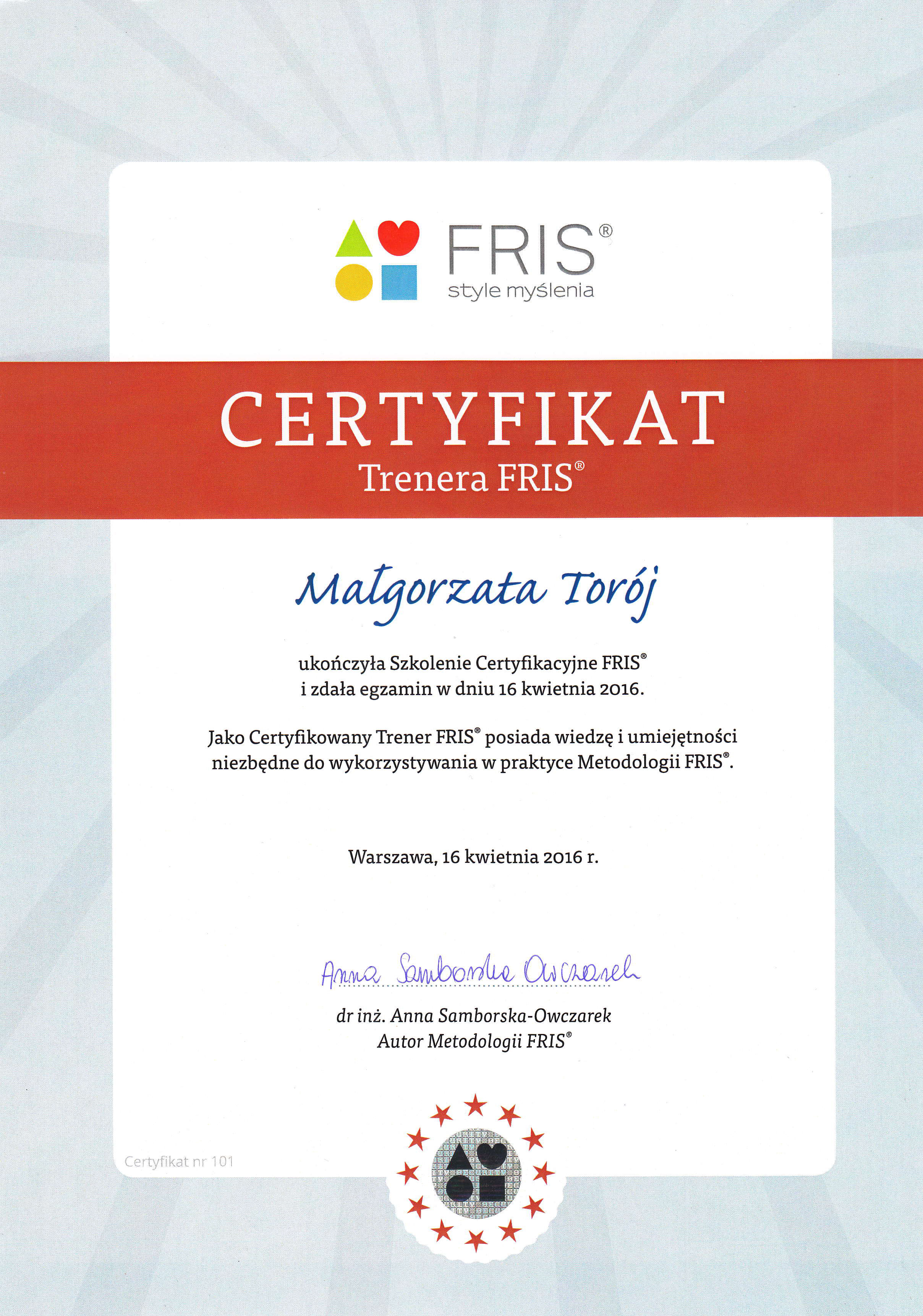 Certyfikat-FRIS